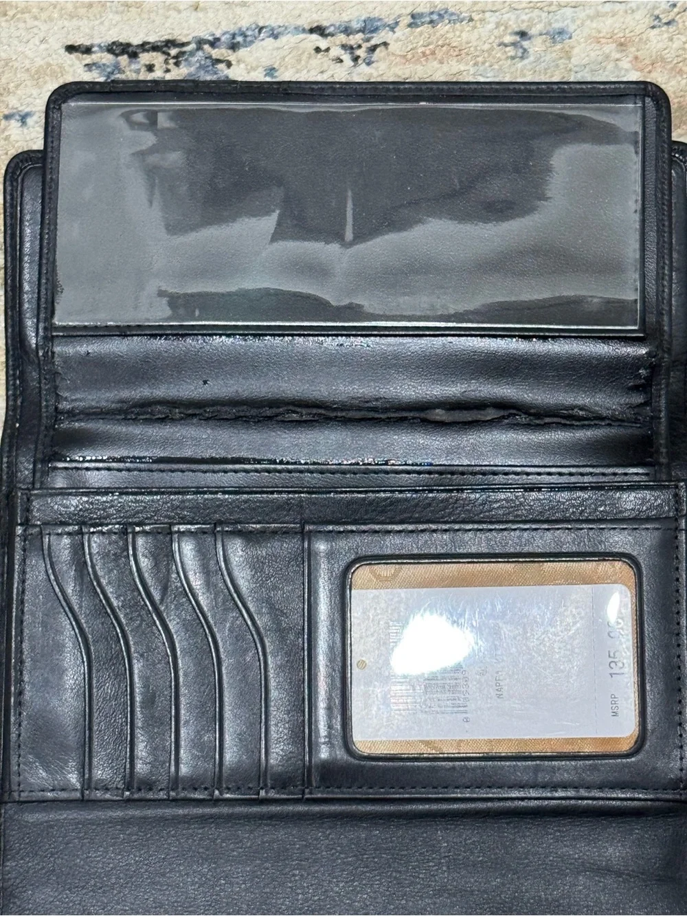 BOSCA Black Leather Italian wallet with Gold Tone Logo